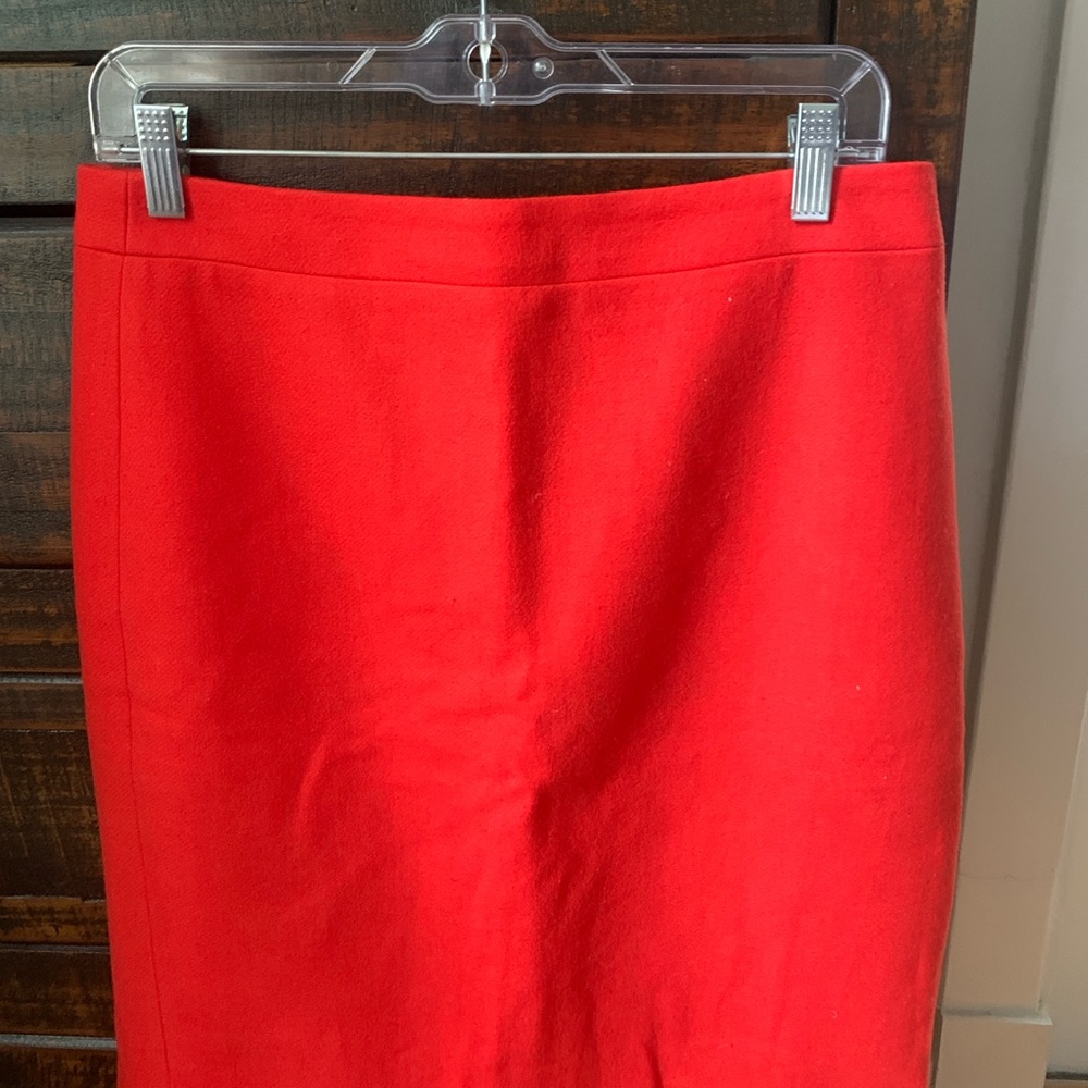 J. Crew Red Wool Pencil Skirt Knee-Length Workwear